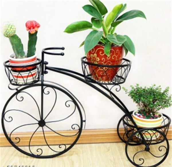  Bicycle Rack Design Iron Planter Stand For Indoor &Outdoor  Pot Holder -  Free Size, Black, Iron, Pack of 1